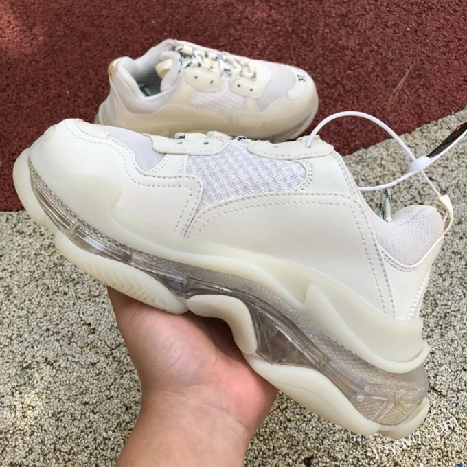 Balenciaga Beige Triple S Clear Sole Vintage Dad Shoes