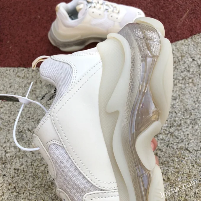 Balenciaga Beige Triple S Clear Sole Vintage Dad Shoes