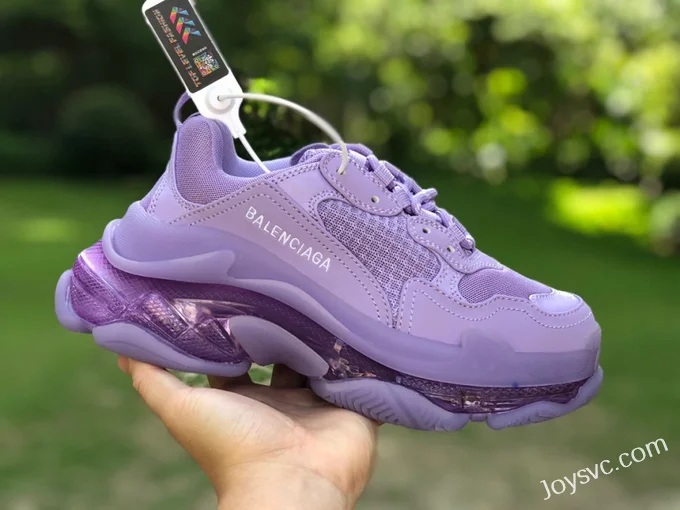 Balenciaga Violet Triple S Clear Sole Vintage Dad Shoes