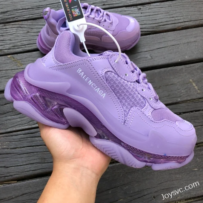 Balenciaga Violet Triple S Clear Sole Vintage Dad Shoes