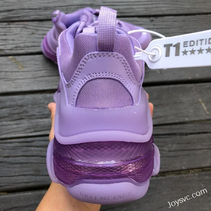 Balenciaga Violet Triple S Clear Sole Vintage Dad Shoes