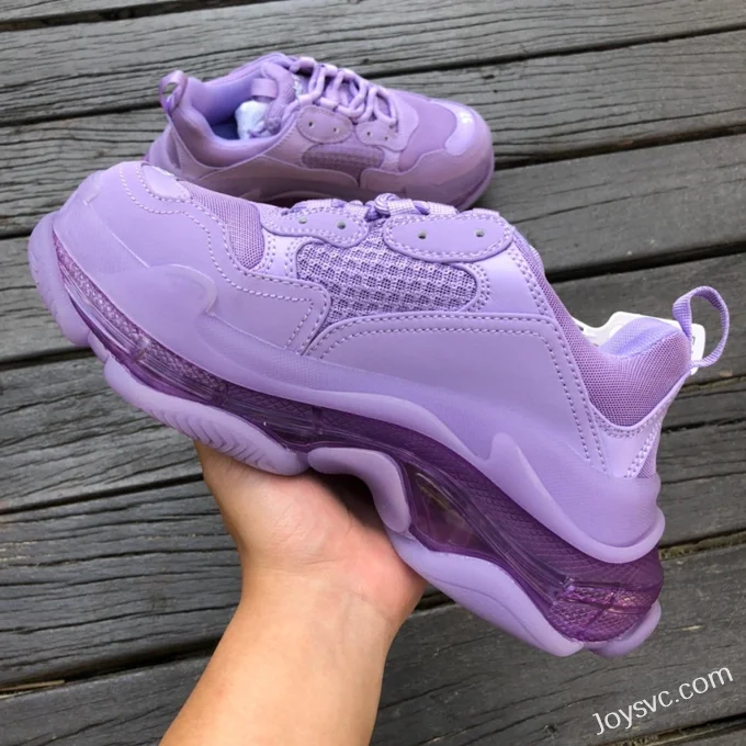 Balenciaga Violet Triple S Clear Sole Vintage Dad Shoes