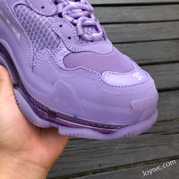 Balenciaga Violet Triple S Clear Sole Vintage Dad Shoes