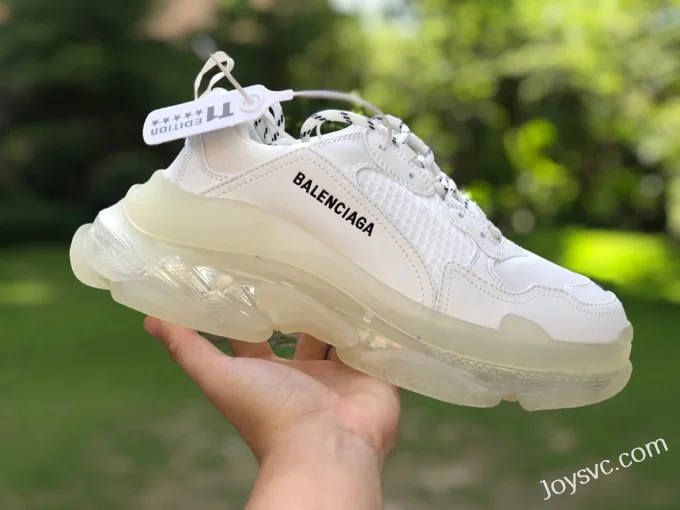 Balenciaga White Triple S Clear Sole Vintage Dad Shoes