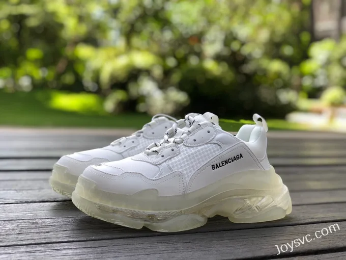 Balenciaga White Triple S Clear Sole Vintage Dad Shoes