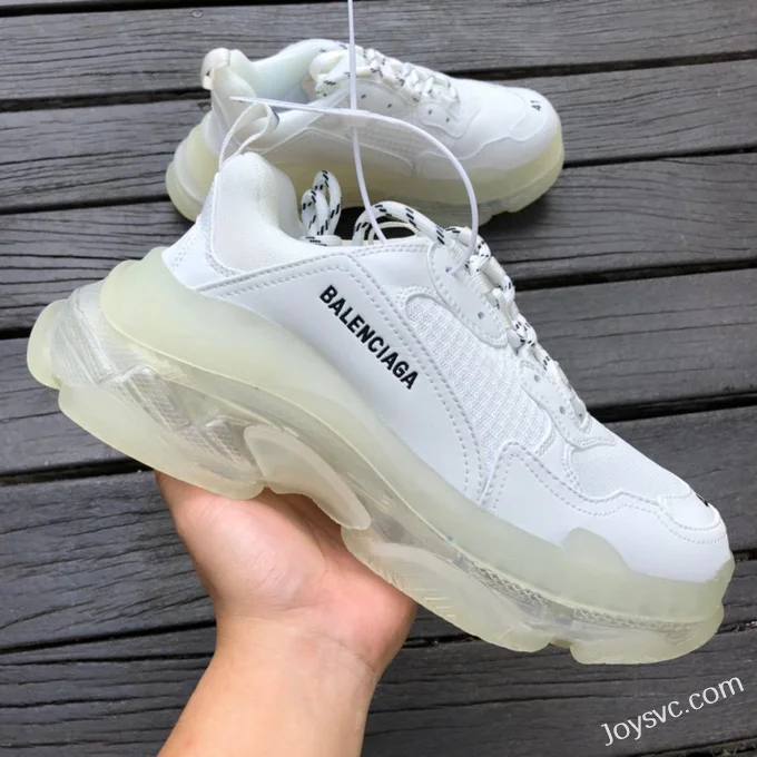 Balenciaga White Triple S Clear Sole Vintage Dad Shoes