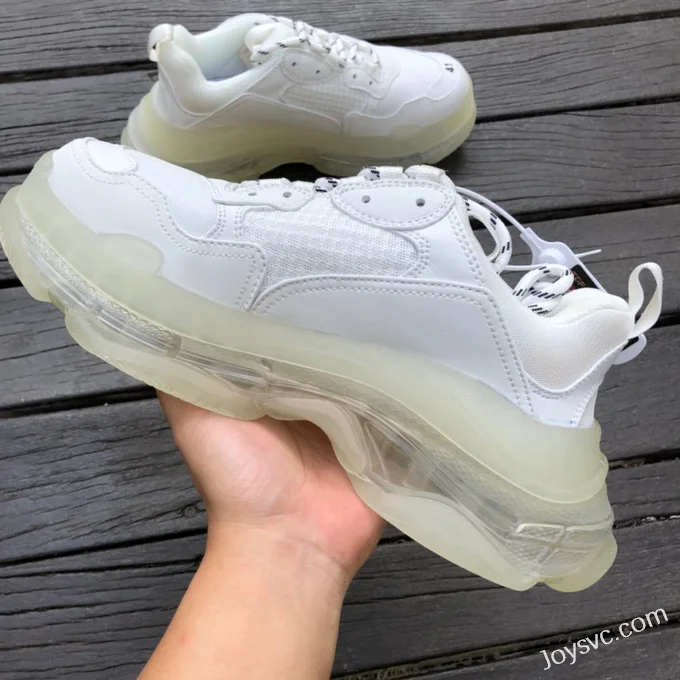 Balenciaga White Triple S Clear Sole Vintage Dad Shoes