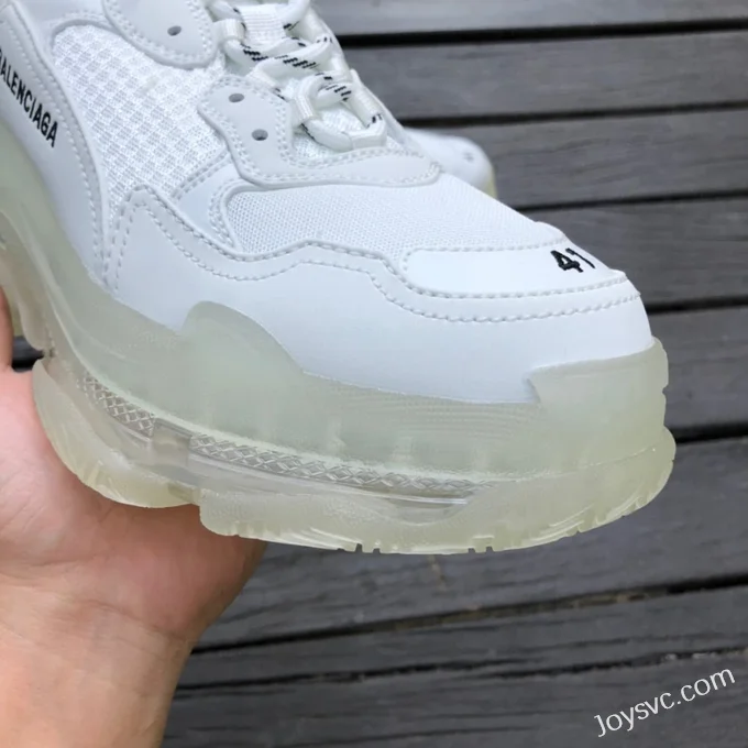 Balenciaga White Triple S Clear Sole Vintage Dad Shoes