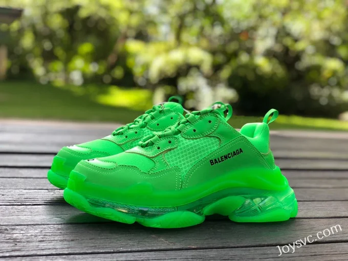 Balenciaga Fluorescent Green Triple S Clear Sole Vintage Dad Shoes