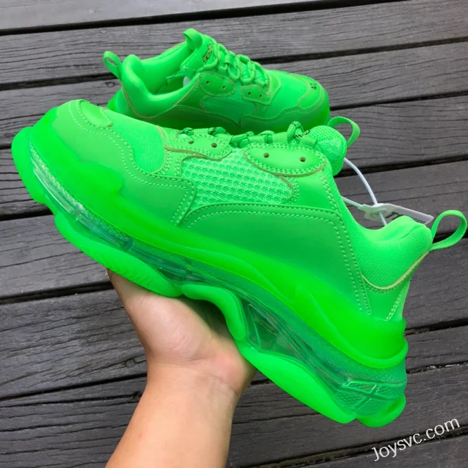 Balenciaga Fluorescent Green Triple S Clear Sole Vintage Dad Shoes