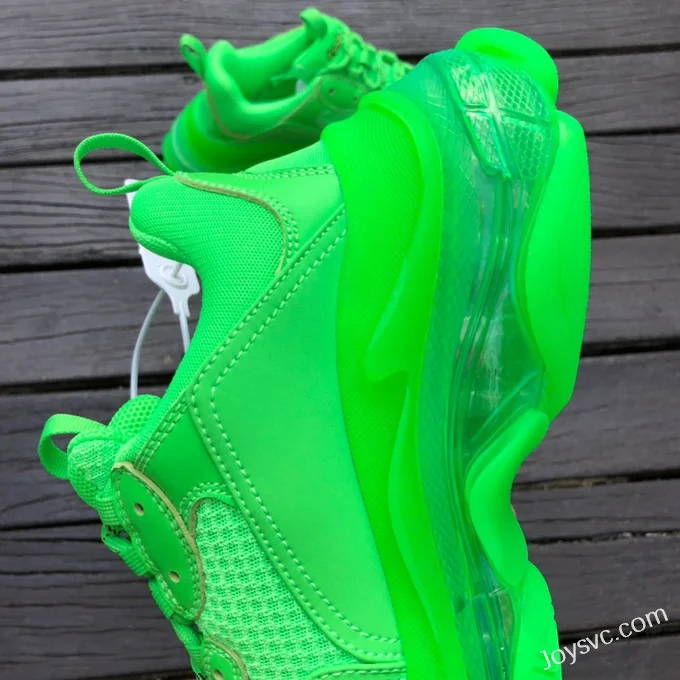 Balenciaga Fluorescent Green Triple S Clear Sole Vintage Dad Shoes