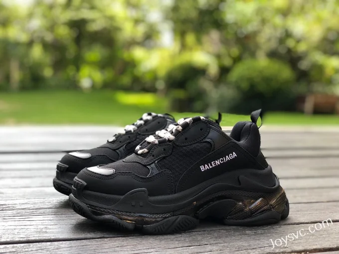 Balenciaga Black Soul Triple S Clear Sole Vintage Dad Shoes