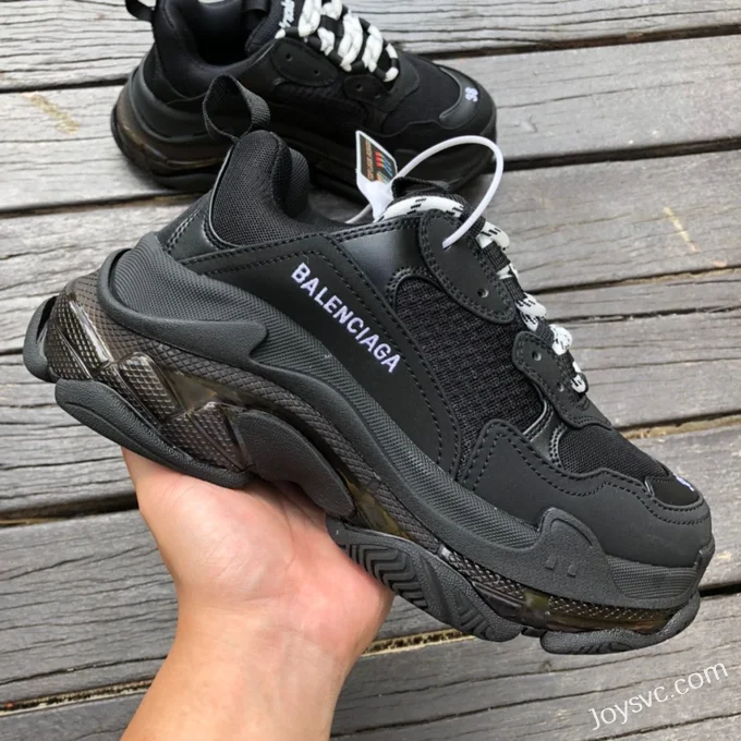 Balenciaga Black Soul Triple S Clear Sole Vintage Dad Shoes