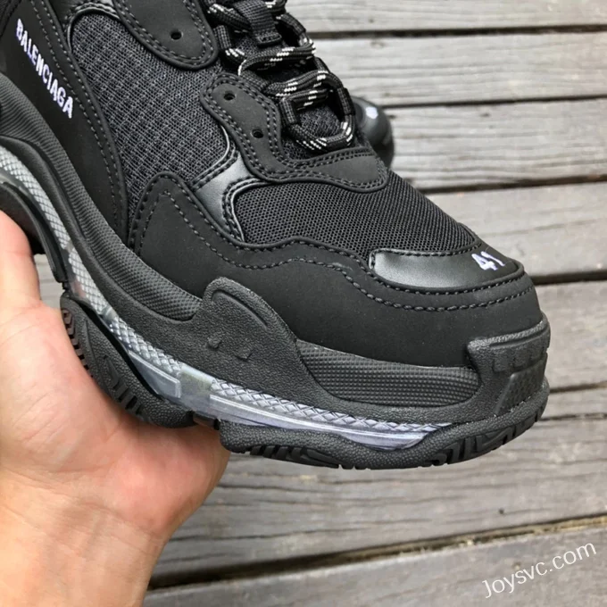 Balenciaga Black Silver Triple S Clear Sole Vintage Dad Shoes