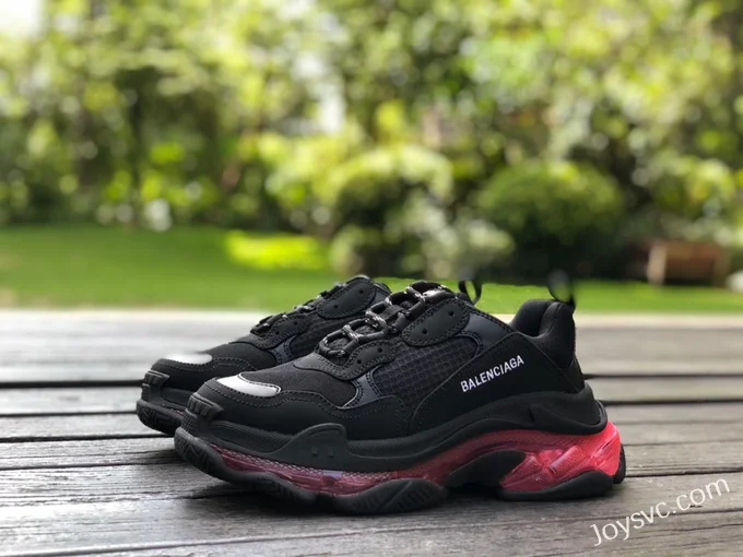 Balenciaga Black Pink Triple S Clear Sole Vintage Dad Shoes