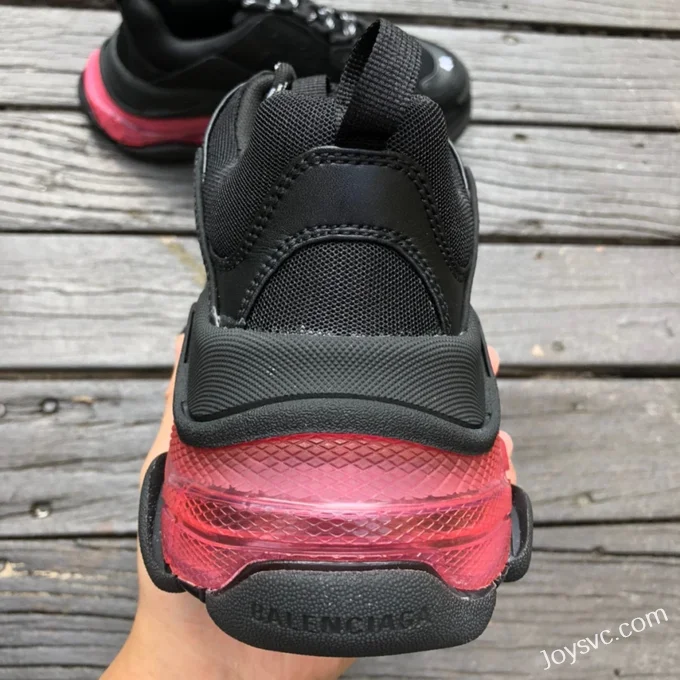 Balenciaga Black Pink Triple S Clear Sole Vintage Dad Shoes