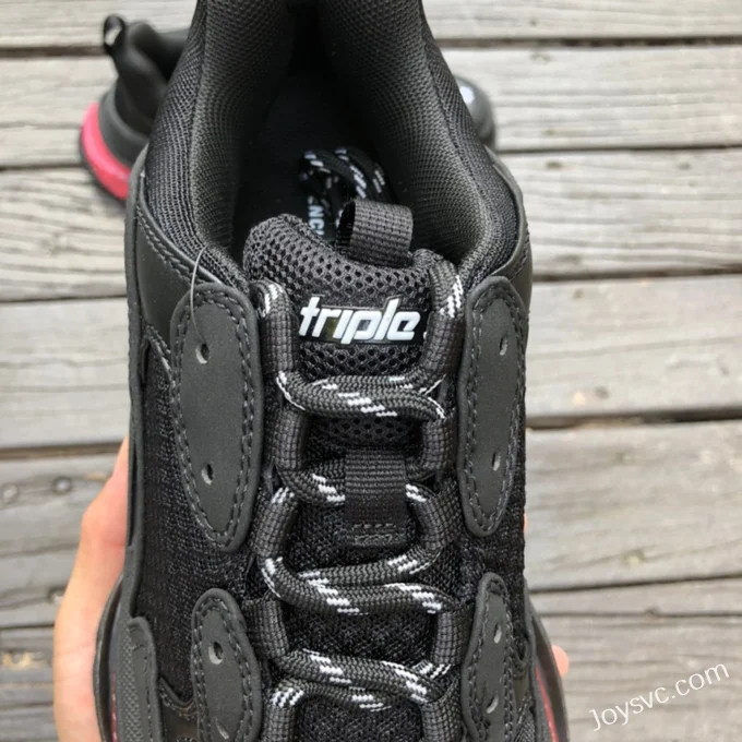 Balenciaga Black Pink Triple S Clear Sole Vintage Dad Shoes