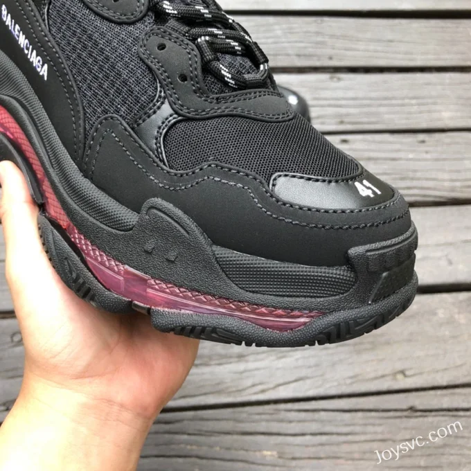 Balenciaga Black Pink Triple S Clear Sole Vintage Dad Shoes