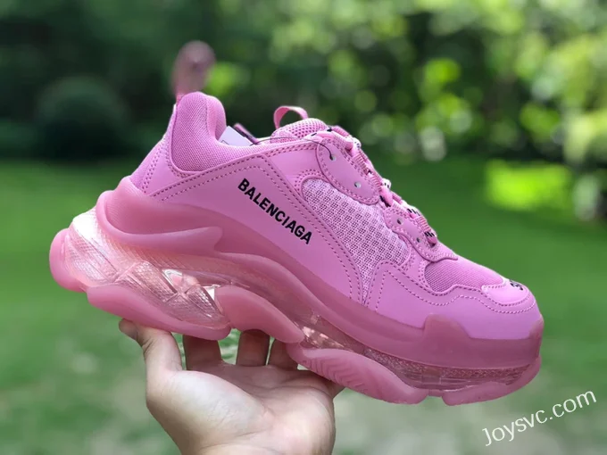 Balenciaga Pink Triple S Clear Sole Vintage Dad Shoes