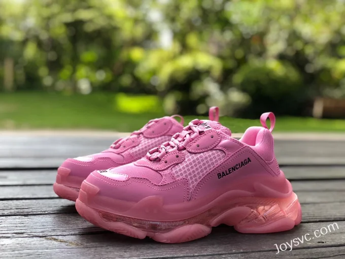 Balenciaga Pink Triple S Clear Sole Vintage Dad Shoes