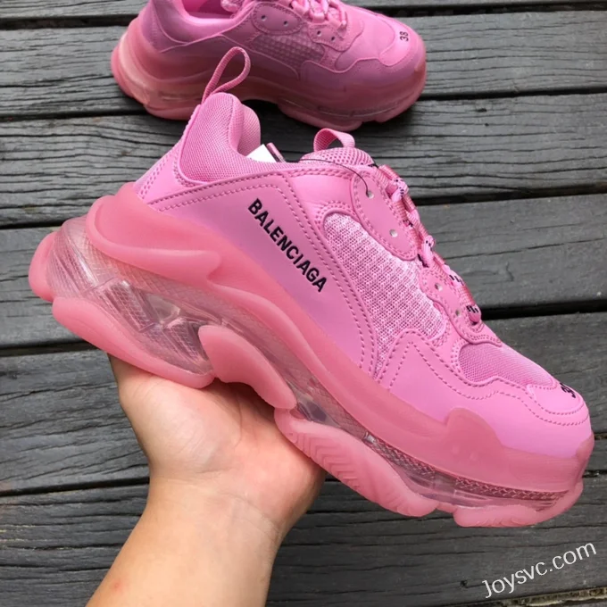 Balenciaga Pink Triple S Clear Sole Vintage Dad Shoes