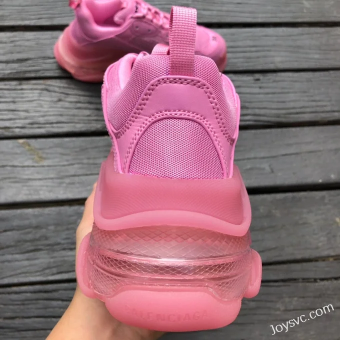 Balenciaga Pink Triple S Clear Sole Vintage Dad Shoes