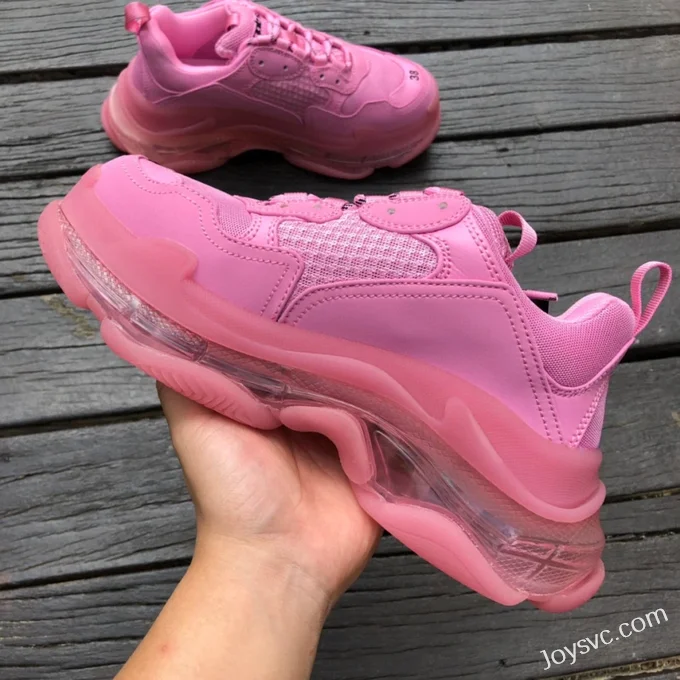 Balenciaga Pink Triple S Clear Sole Vintage Dad Shoes