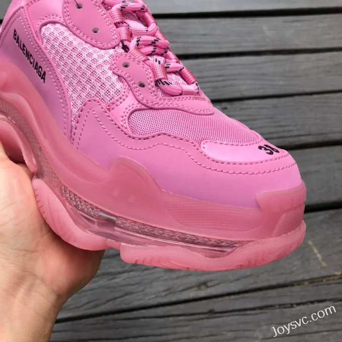 Balenciaga Pink Triple S Clear Sole Vintage Dad Shoes