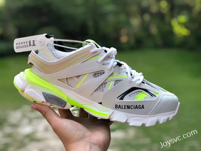 Balenciaga Triple S White Fluorescent Green Sneakers