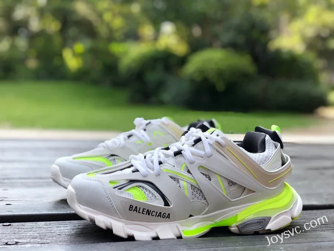 Balenciaga Triple S White Fluorescent Green Sneakers