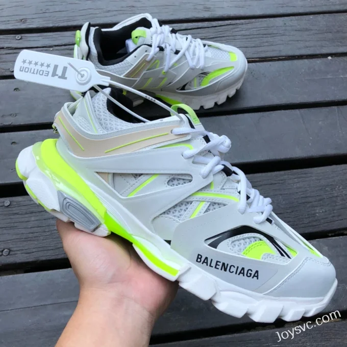 Balenciaga Triple S White Fluorescent Green Sneakers