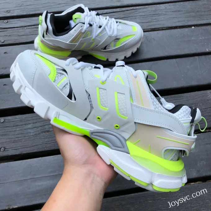 Balenciaga Triple S White Fluorescent Green Sneakers