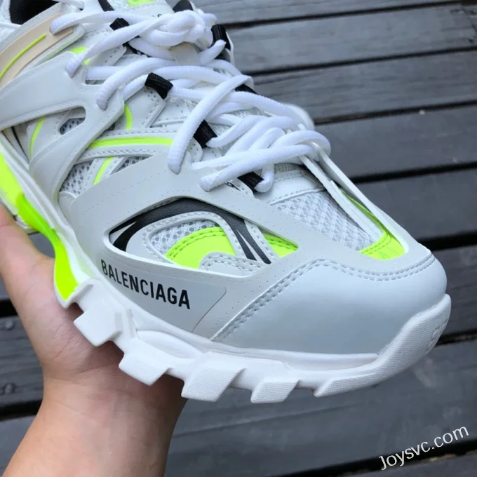 Balenciaga Triple S White Fluorescent Green Sneakers