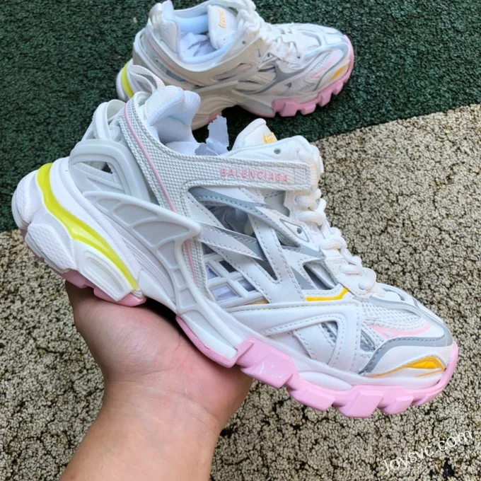 Balenciaga Track 2.0 White Pink Yellow Sneakers