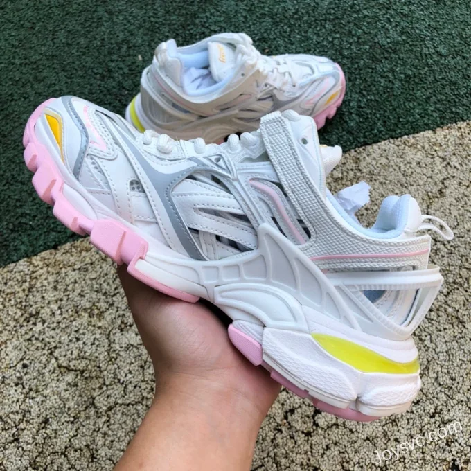 Balenciaga Track 2.0 White Pink Yellow Sneakers