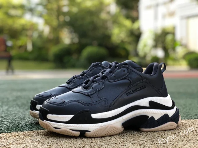 Balenciaga Black Blue Leather Vintage Dad Shoes