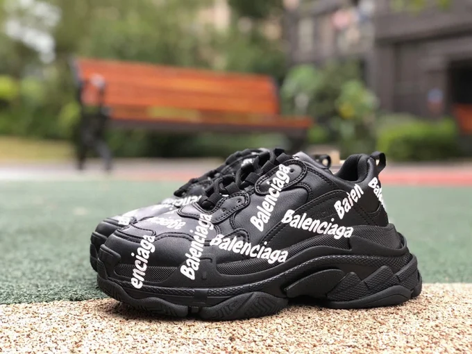 Balenciaga Triple S Black Logo Sneakers