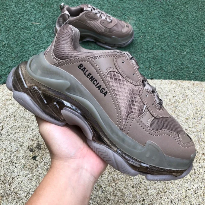 Balenciaga Brown Triple S Clear Sole Vintage Dad Shoes