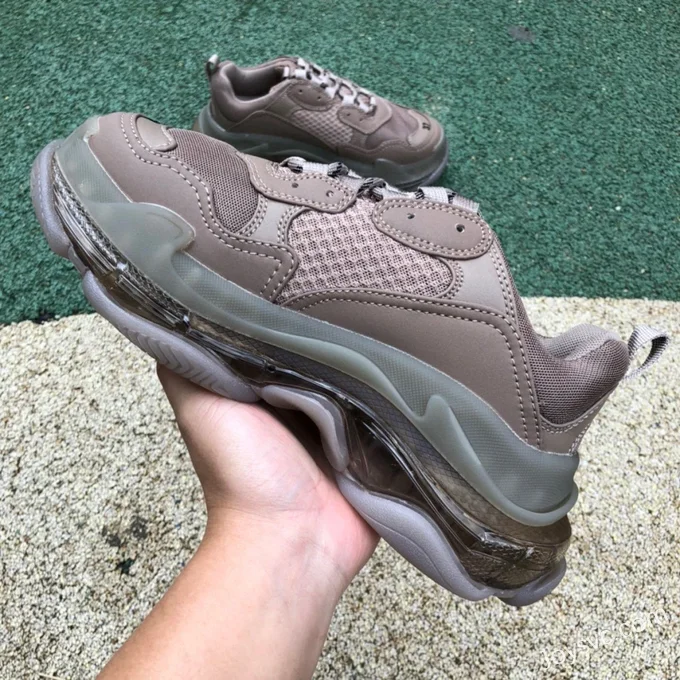 Balenciaga Brown Triple S Clear Sole Vintage Dad Shoes