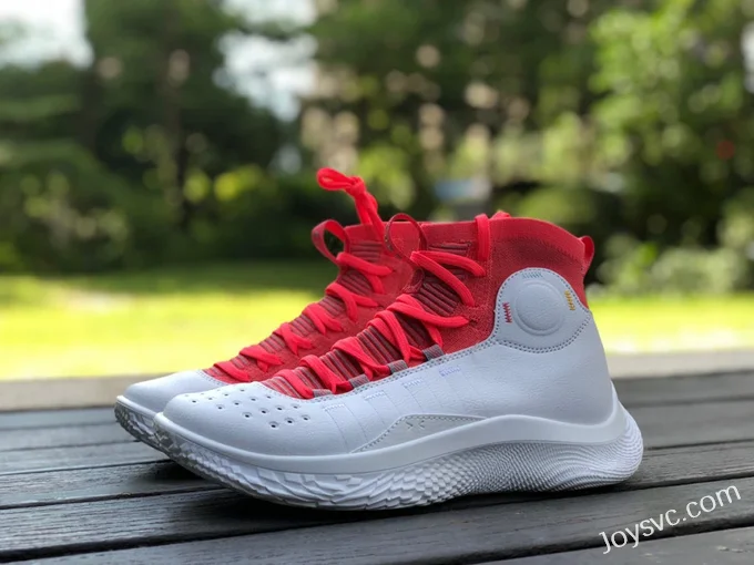 Curry 4 Flotro White Red High-Top Basketball Shoes 3024861-100