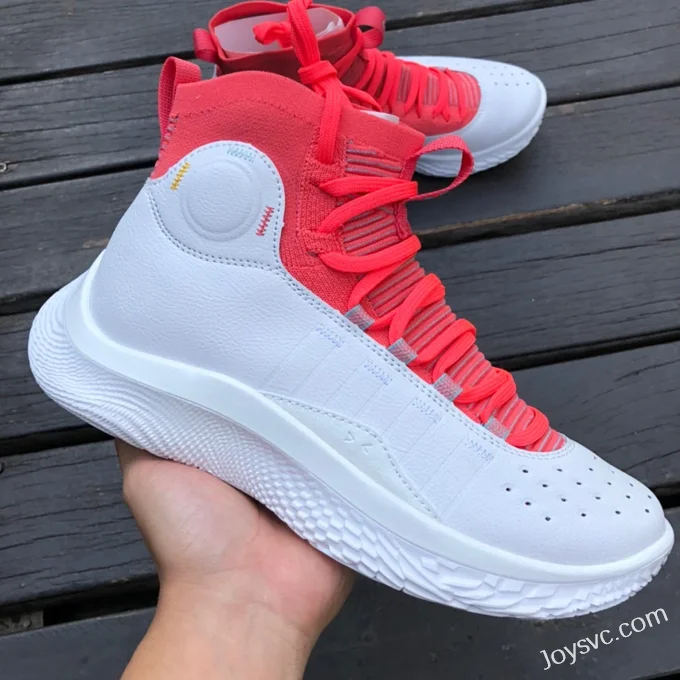 Curry 4 Flotro White Red High-Top Basketball Shoes 3024861-100