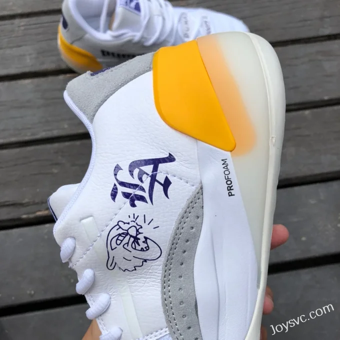 Puma Clyde Hardwood Basketball Shoes White Yellow Purple