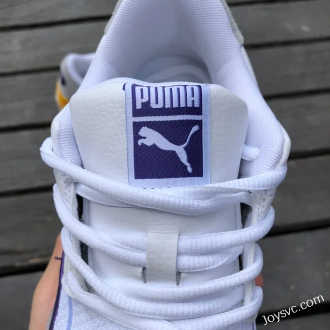 Puma Clyde Hardwood Basketball Shoes White Yellow Purple