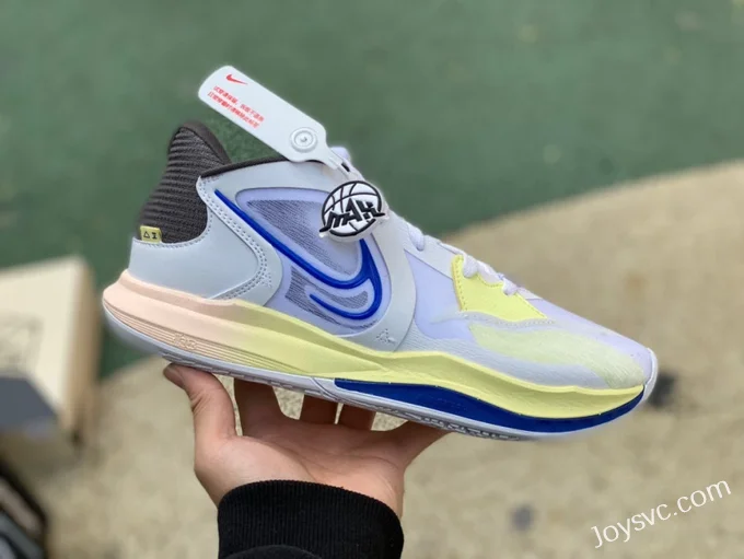 Nike Kyrie 5 Low White Blue Yellow Basketball Shoes DJ6014-100