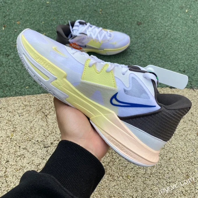 Nike Kyrie 5 Low White Blue Yellow Basketball Shoes DJ6014-100