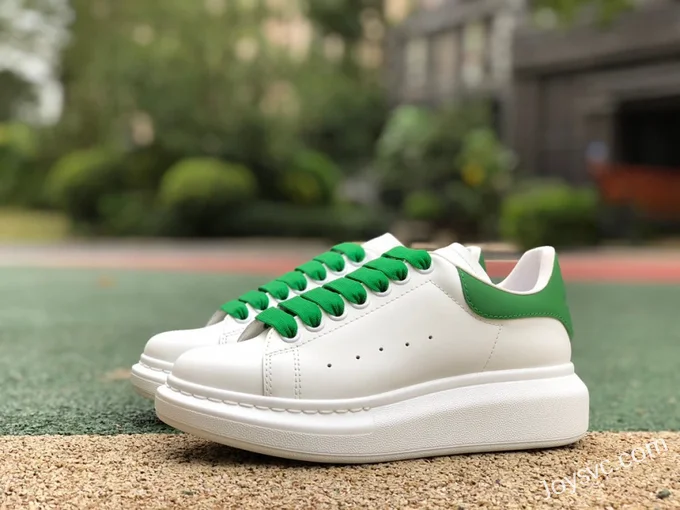 Alexander McQueen White Green Leather Sneakers