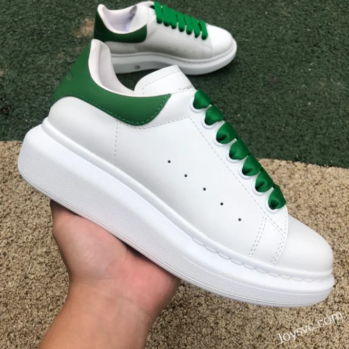 Alexander McQueen White Green Leather Sneakers