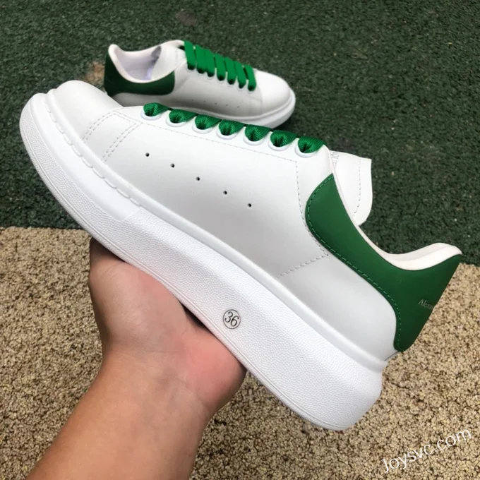 Alexander McQueen White Green Leather Sneakers