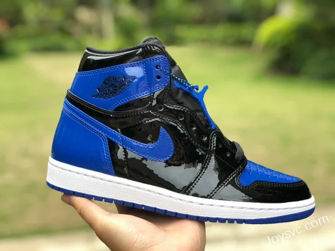 Air Jordan 1 High 555088-404 Black Blue Patent Retro