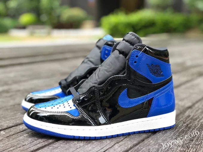 Air Jordan 1 High 555088-404 Black Blue Patent Retro